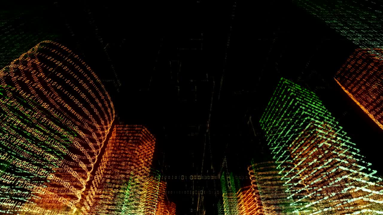 ciudad virtual abstracta dentro de un sistema informático. holograma 3d ciudad digital de grandes datos