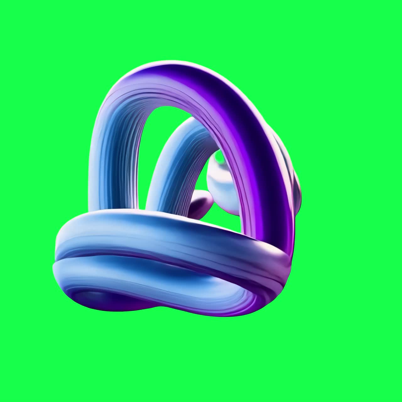 Futuristic metallic spiral design animation, transparent 4K video, green screen