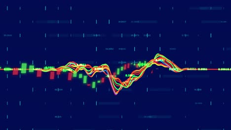 animación del procesamiento de datos sobre un fondo azul