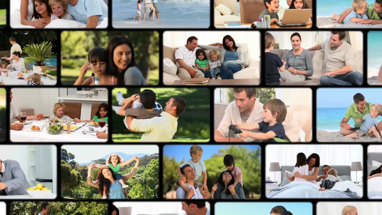 Montage of families having a good time