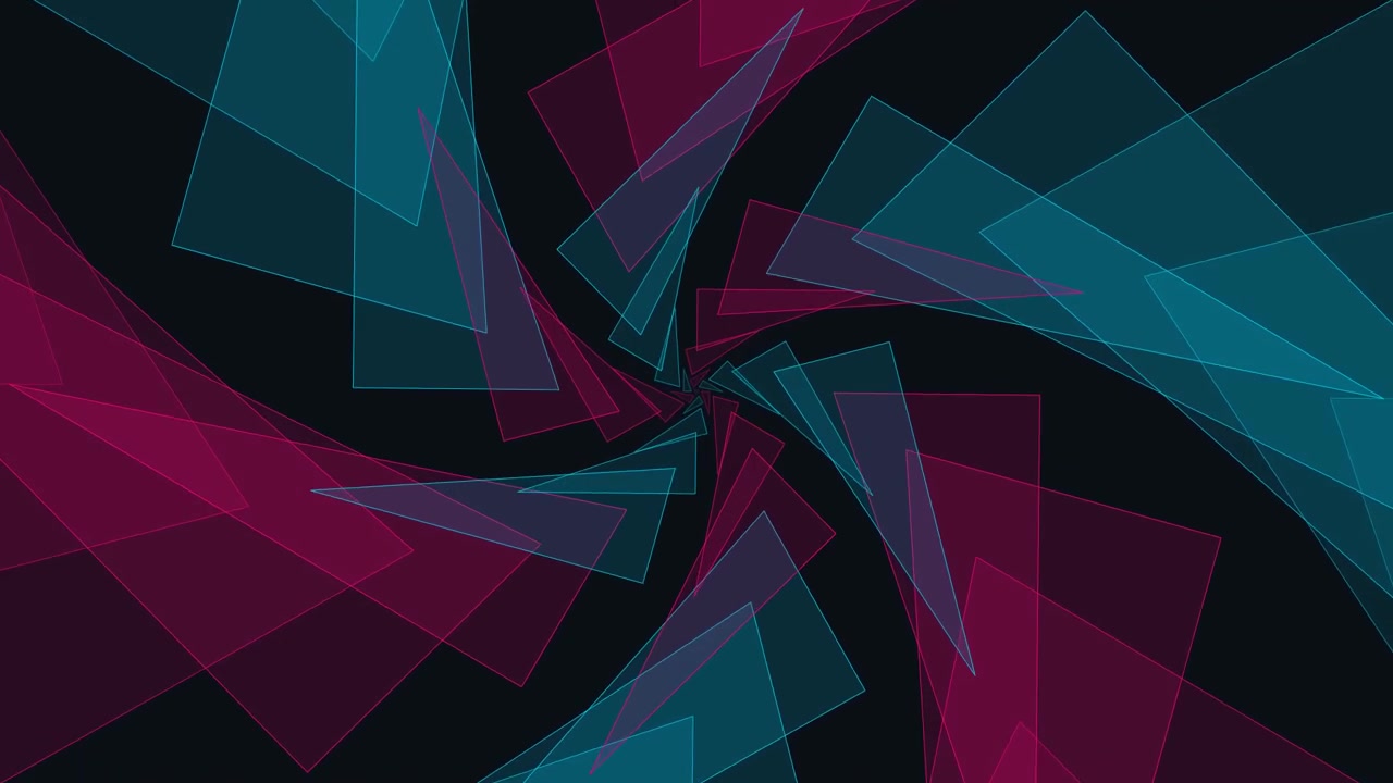 Abstract Rotating Geometric Shapes in Cyan and Magenta