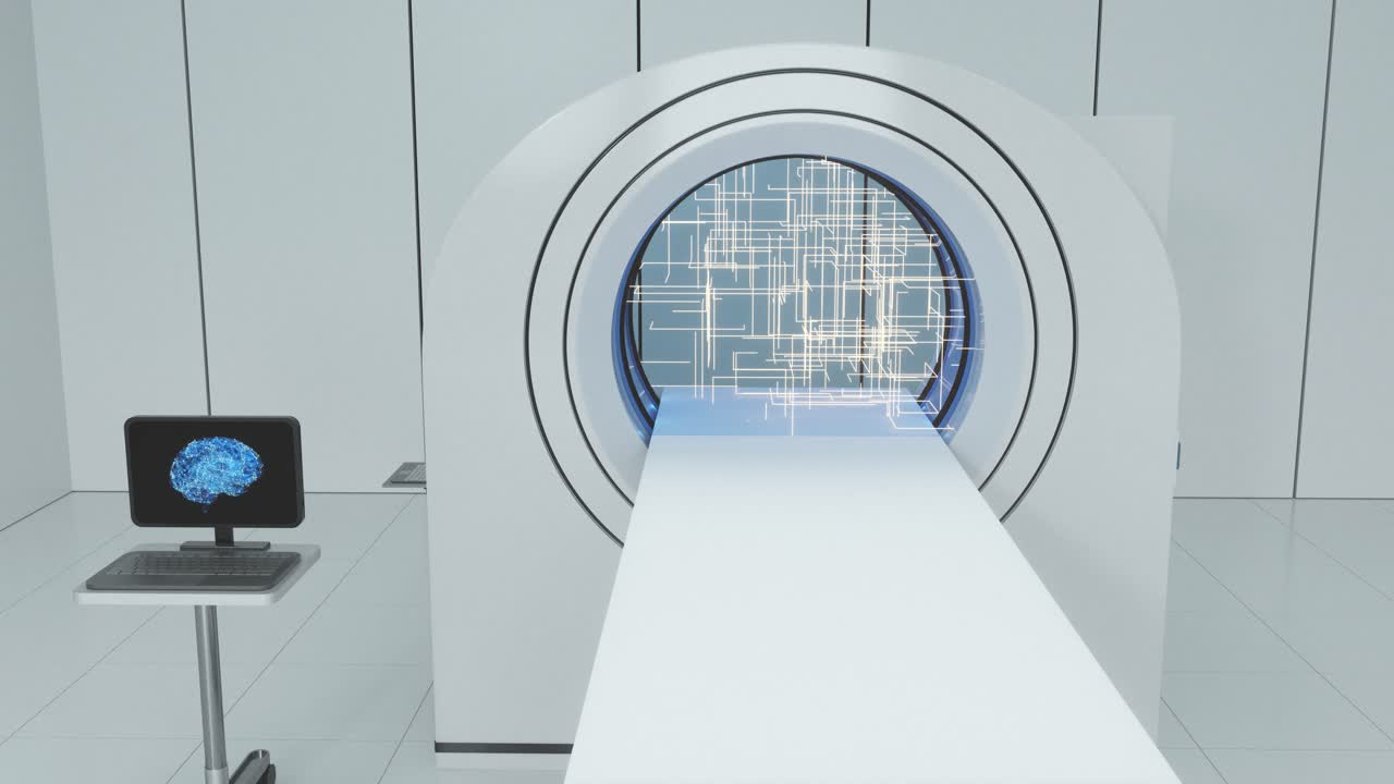 ct машина с белым фоном, текущие линии, 3d рендеринг.