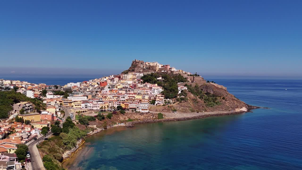Scenic aerial view of Castelsardo, Sardinia, vibrant seaside town