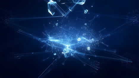 abstract blue light network with crystal shards