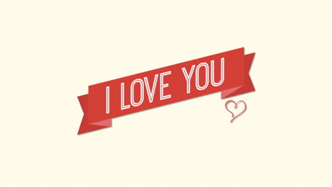 i love you with red ribbon on pink striped gradient pattern