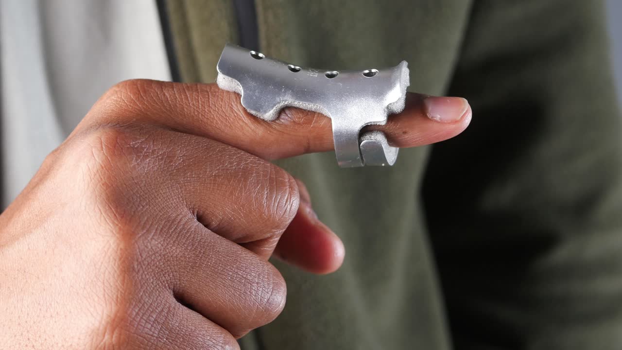 Finger splint on a hand