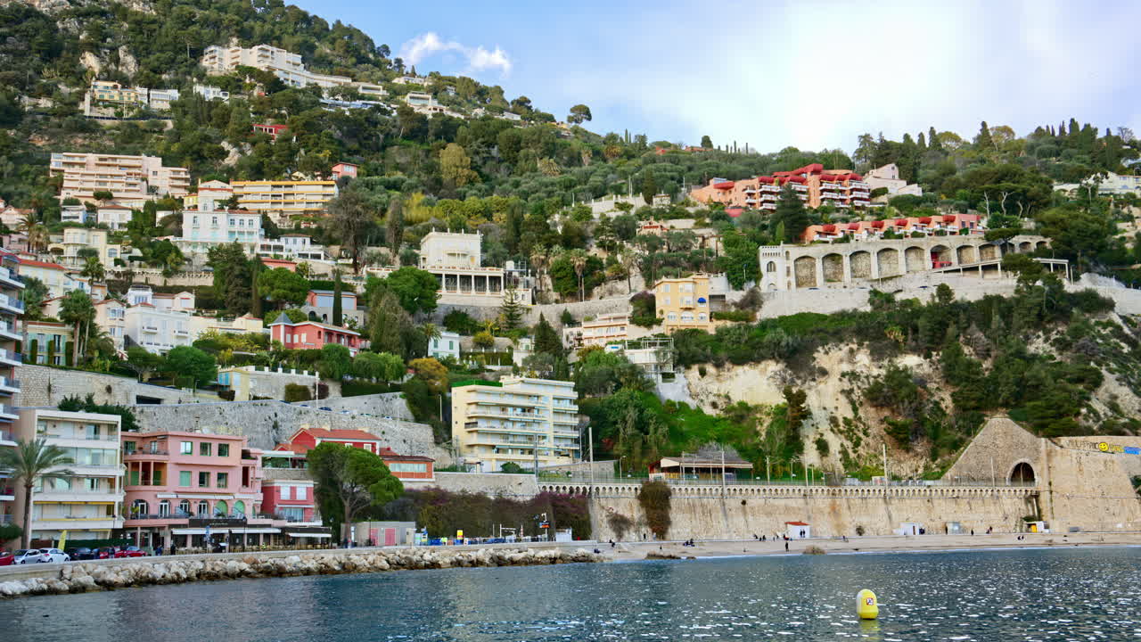 Seaside town on the French Riviera in daylight, Villefranche sur Mer, France