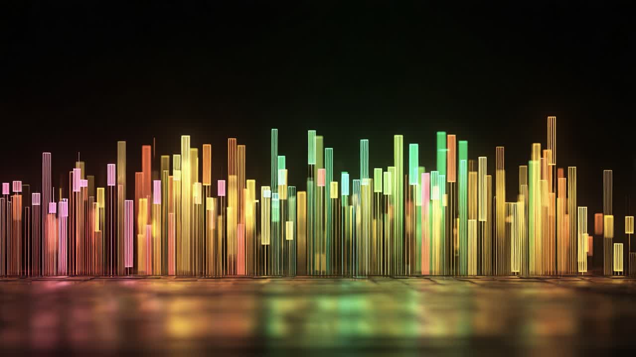 Dynamic Sound Visualization: A Stunning Display of Colorful Audio Waveforms Showcasing Vibrant Audio Frequencies and Rhythm in a Mesmerizing Graphic Representation