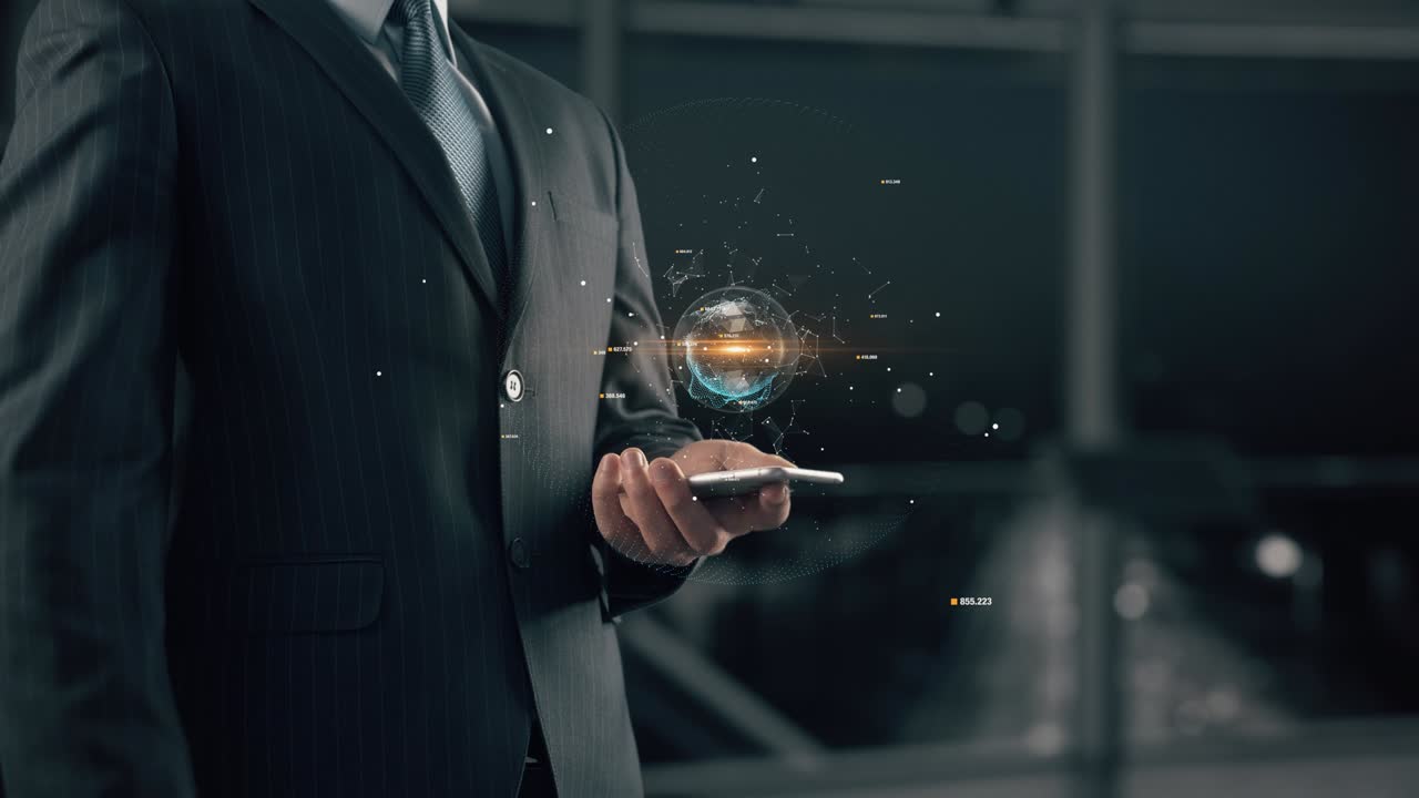 Businessman with NFT News hologram concept