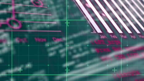 Animation-Der-Datenverarbeitung-über-Gitter-Auf-Grünem-Hintergrund