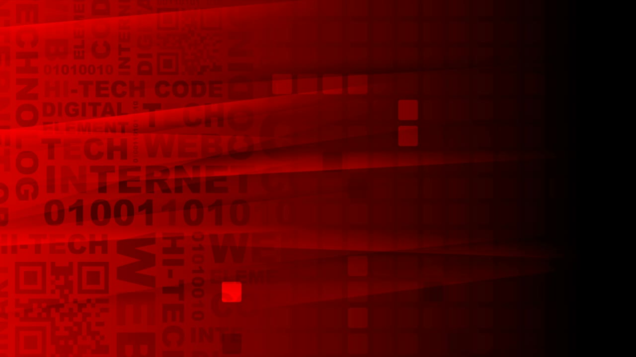 Technology red glossy motion background with word cloud