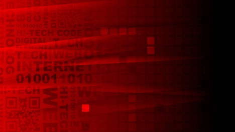 tecnología de fondo de movimiento brillante rojo con nube de palabras