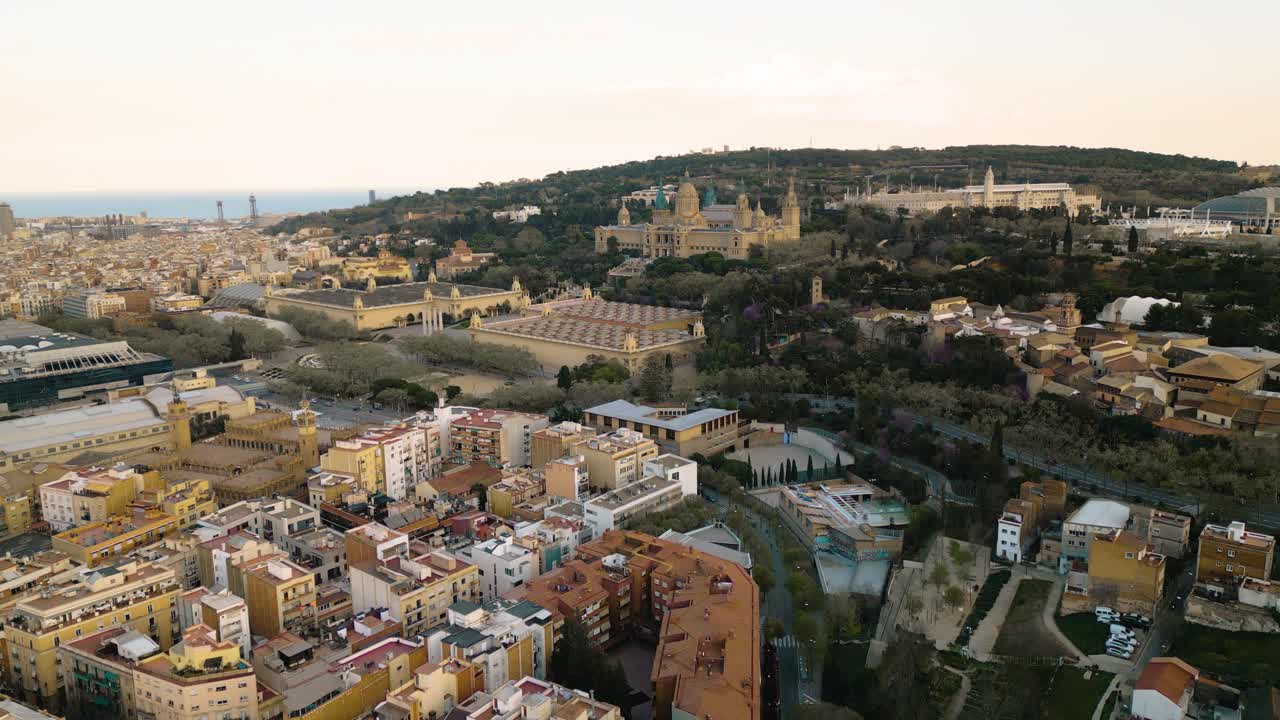 Aerial Boom Shot Reveals Museu Nacional d'Art de Catalunya