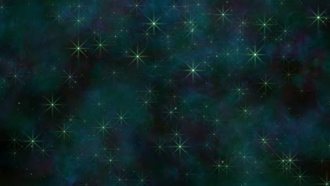 enchanting night dark blue background with glowing green stars