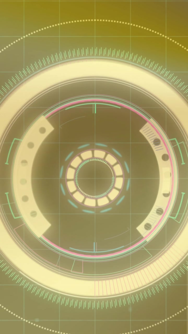 Animation of data processing over scope scanning on colourful background
