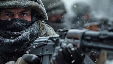 a man in a military uniform holding a machine gun