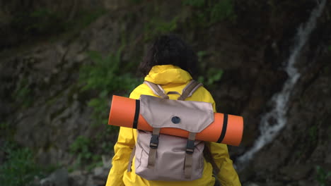 hiking near a waterfall