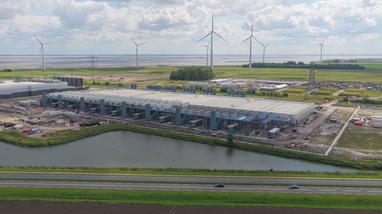 Drone view of hyperscaler facility in Eemshaven, Groningen province