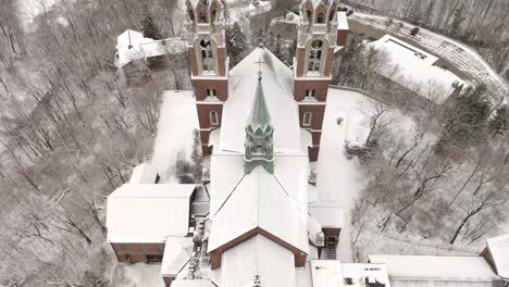 cinematic aerial view of historic holy hill