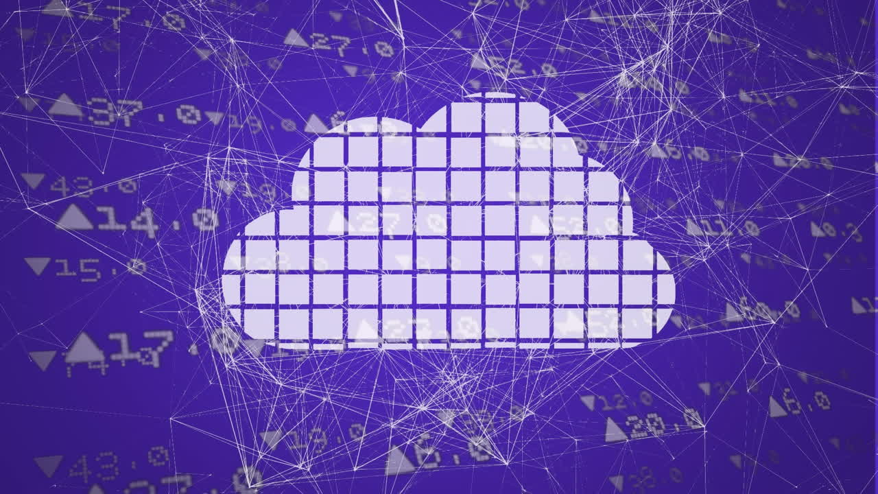 icono de nube y líneas asimétricas con números