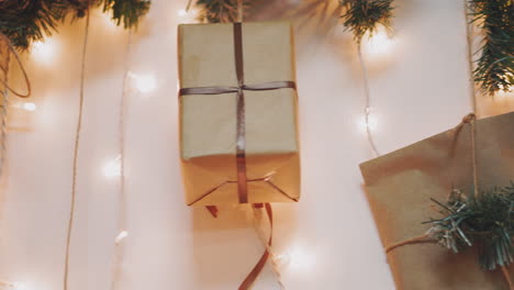 close up of fireplace with socks and christmas decorations