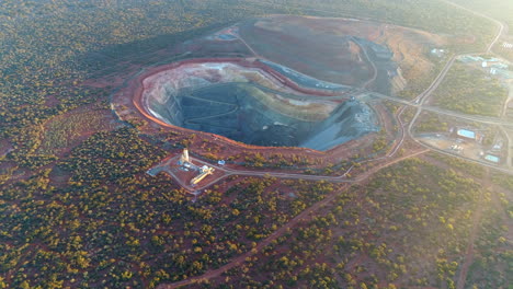 sunset over mining pit, australia