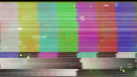 Animation-of-flickering-specks-over-retro-colour-test-screen-with-glitch