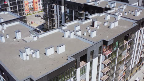 high rise apartment building. aerial view of residential district with multi storey apartment buildings