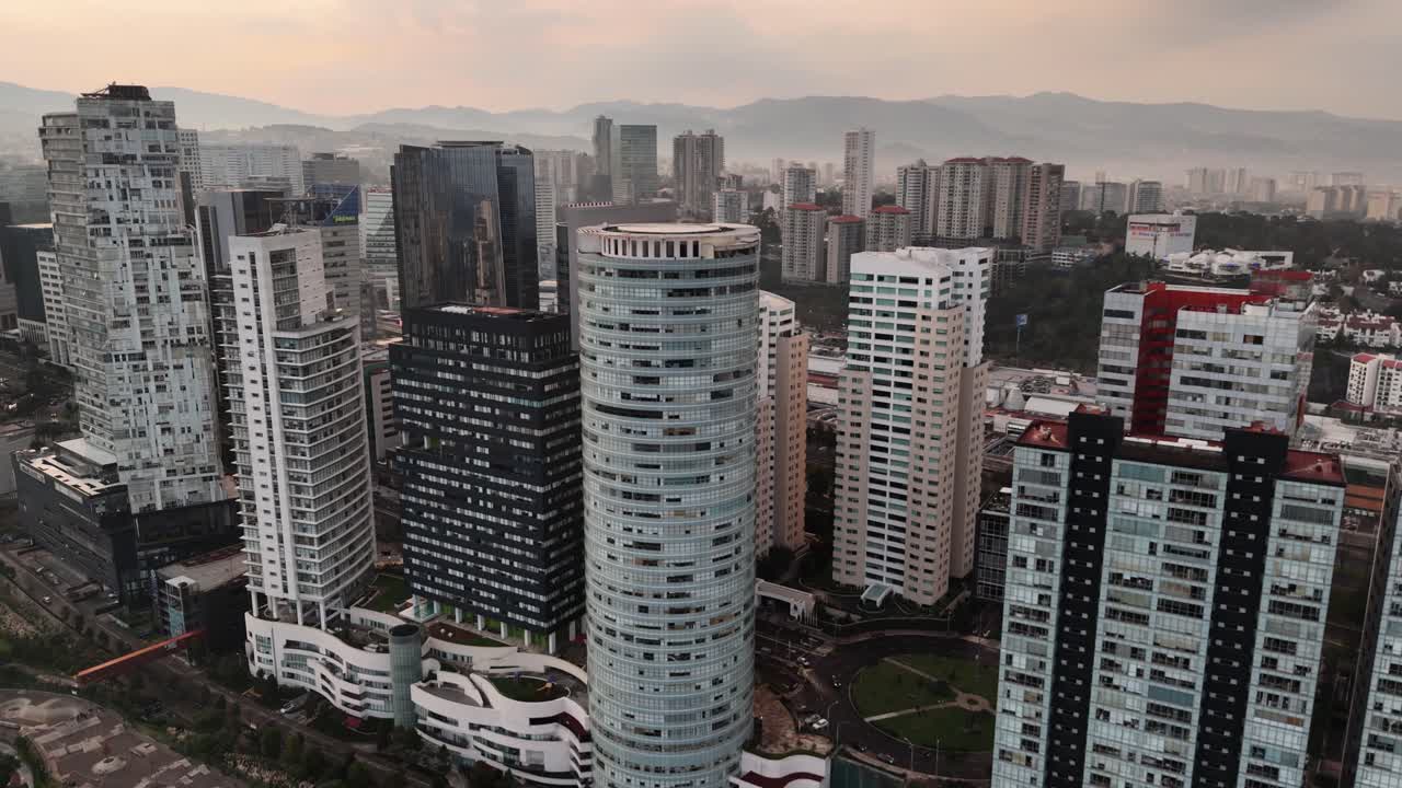 Aerial view of Santa Fe, a high-value district in Mexico City