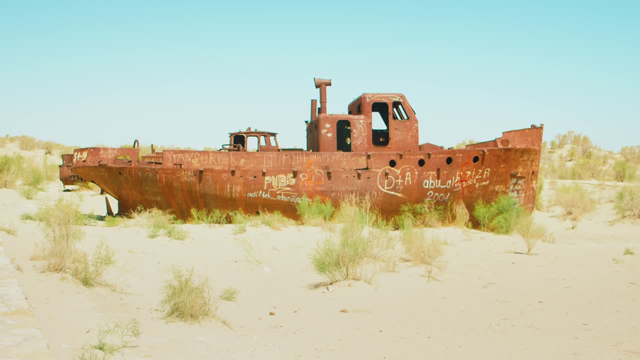 Aral Sea desert Sea Ships remains at Muynak Karakalpak Uzbekistan Soviet era 8 of 50