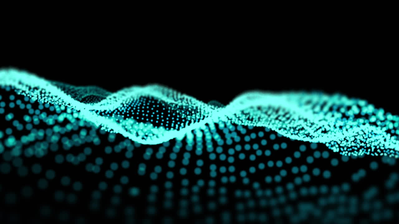 Animation of blue dots in contours undulating on black background
