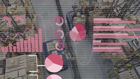 animación de diagramas y procesamiento de datos en máquinas que trabajan en almacenes