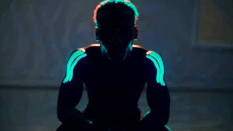 glowing cyberpunk portrait of a man