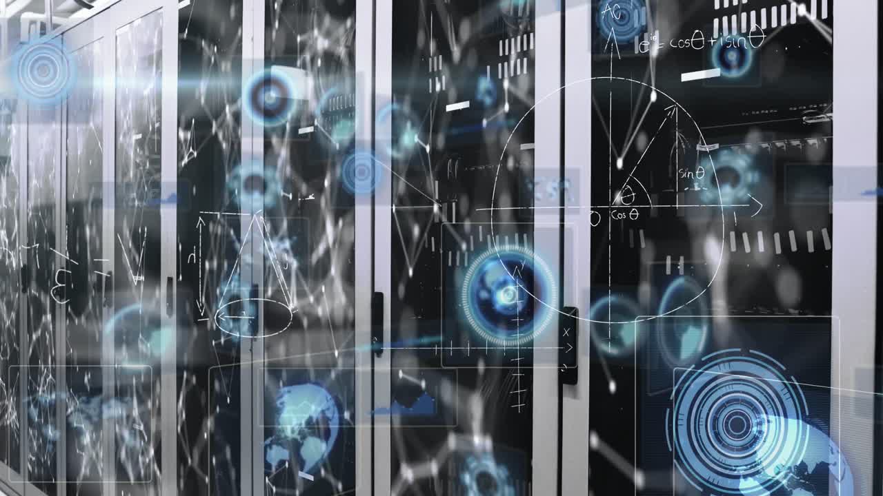 컴퓨터 서버를 통해 데이터 처리 및 스 스캔의 애니메이션.