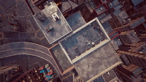 aerial view of a city at dusk