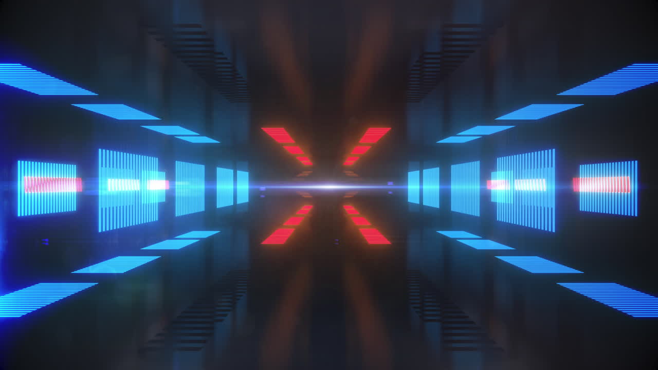 Animation of glowing shapes moving against black background