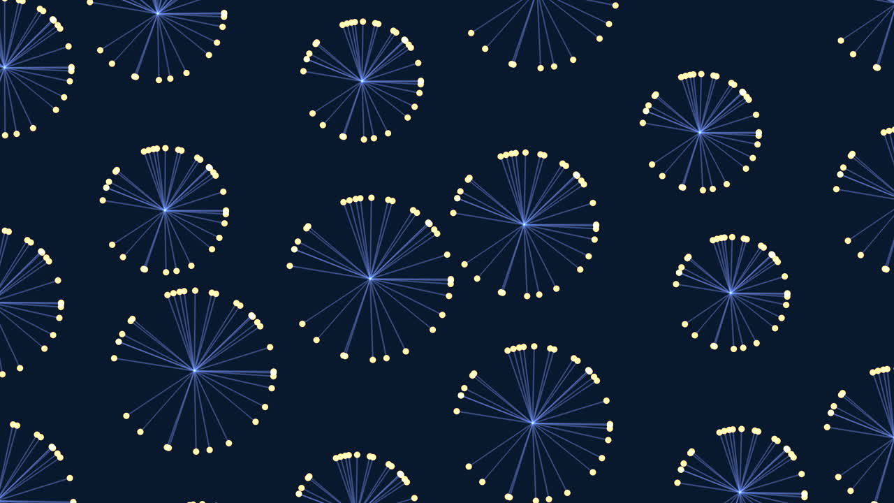 Glowing blue circle pattern on dark background with connected lines