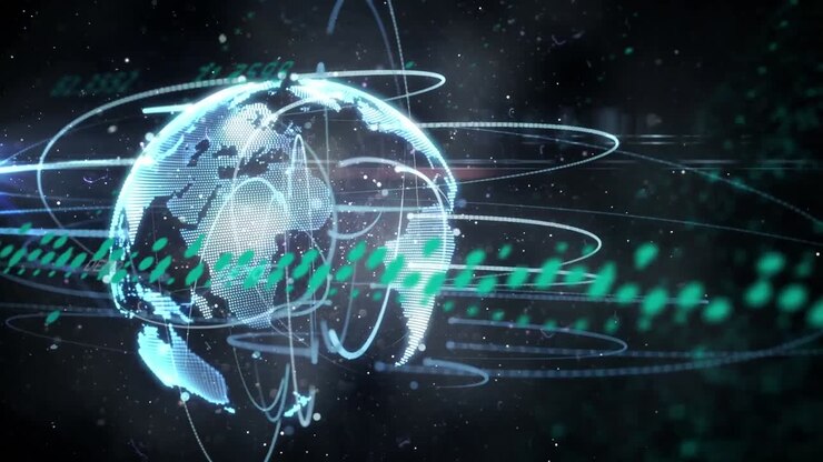Animation of data processing over globe