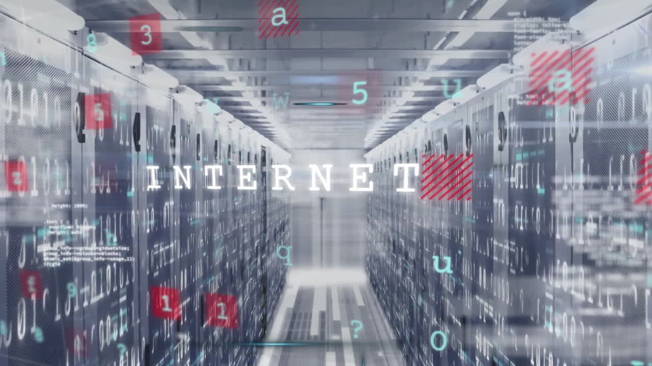 사이버 보안 데이터 처리, 라이트 스 및 서버 에 대한 바이너리 코딩의 애니메이션