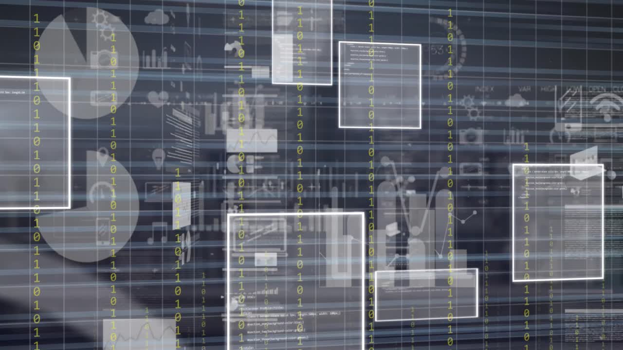 Animation of data processing over 3d cityscape
