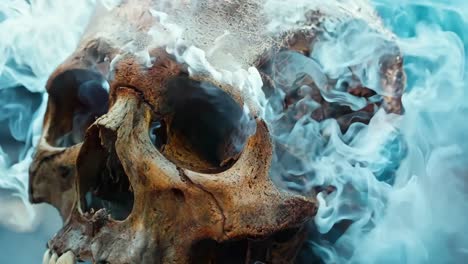 a human skull with smoke coming out of it's mouth