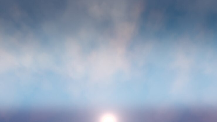 romantischer blauer himmel mit sonne im sonnenaufgang