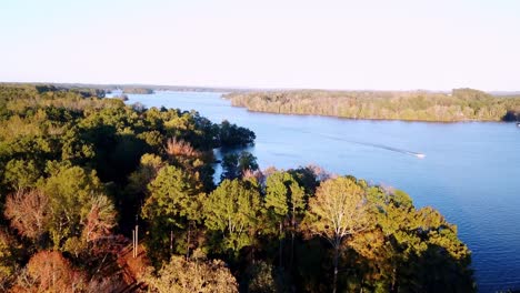 aerial revealing high rock lake nc, high rock lake nc