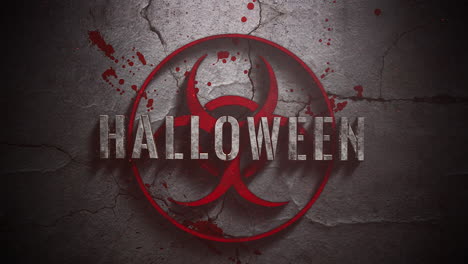 texto de primer plano animado halloween y fondo de horror místico con signo tóxico y sangre oscura