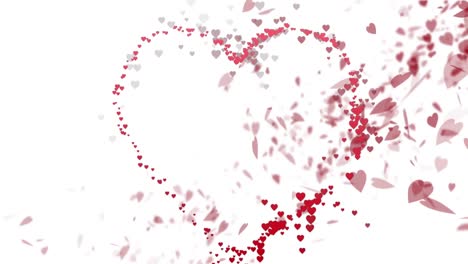 animación de corazones rosados moviéndose sobre un fondo blanco