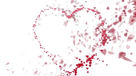 animation of pink hearts moving on white background