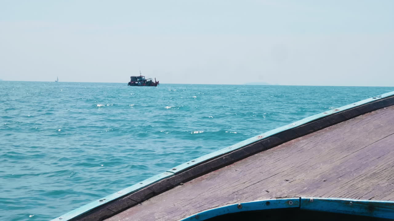 View from a wooden boat on the sea