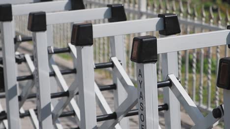 close-up of folding security gate