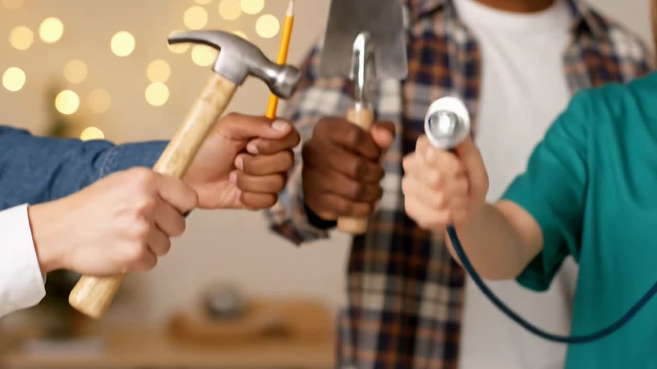Celebrating labor day with different professions