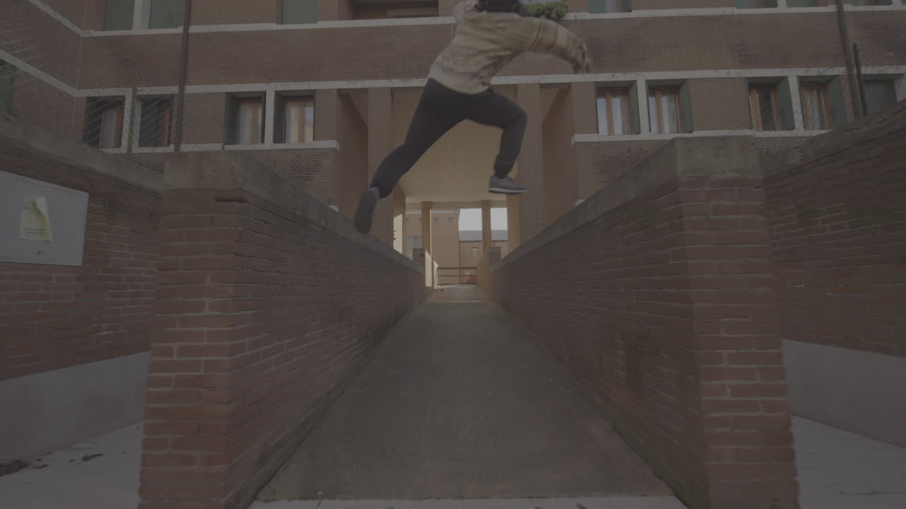 Urban parkour scene in Italy